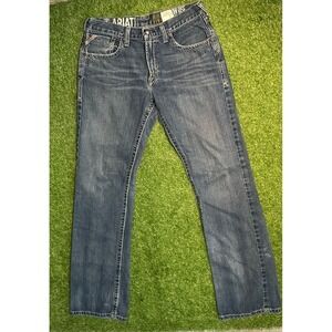 Ariat M5 Low Rise Straight Leg Jeans Men's 32x36 Thick Stitch Blue Western Fit